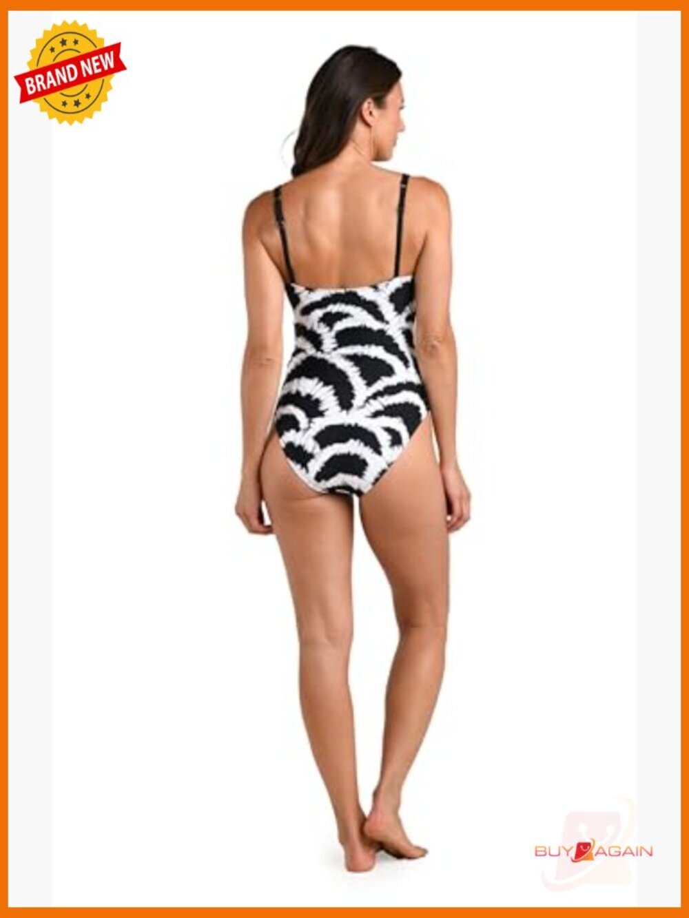 One Piece Swimsuit Tummy Control Ruched Body Adjustable Straps - Picture 4 of 4